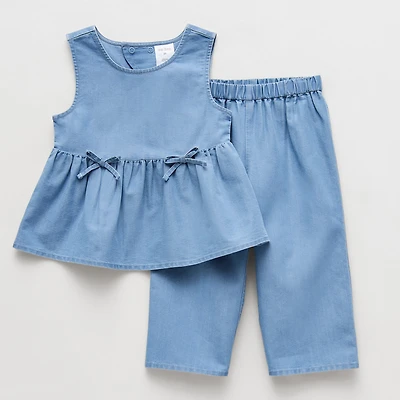 Okie Dokie Chambray Toddler & Little Girls 2-pc. Pant Set