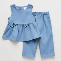 Okie Dokie Chambray Toddler & Little Girls 2-pc. Pant Set