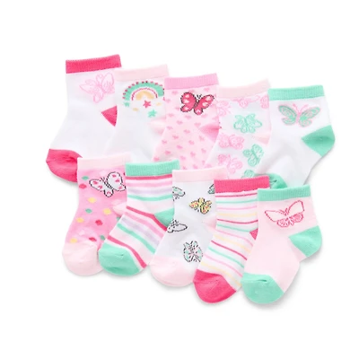 So Adorable Butterfly Baby Girls 10 Pair Low Cut Socks