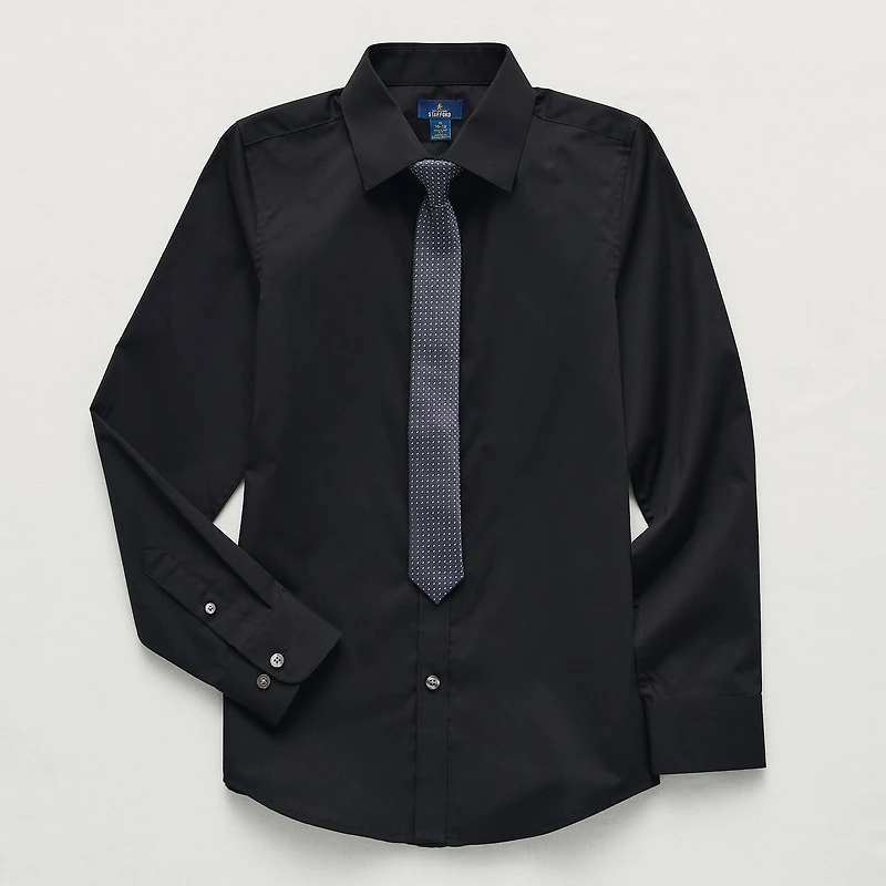 Stafford Little & Big Kid Boys Point Collar Long Sleeve Dress Shirt