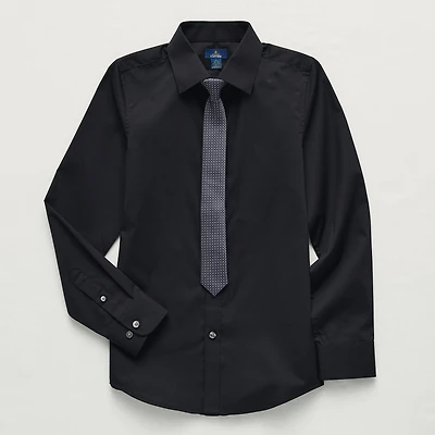 Stafford Little & Big Kid Boys Point Collar Long Sleeve Dress Shirt