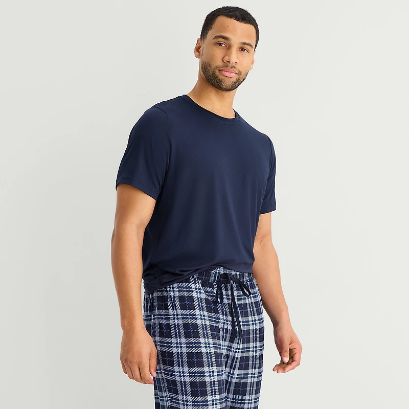 RESTWELL Mens Crew Neck Short Sleeve 2-pc. Pajama Set