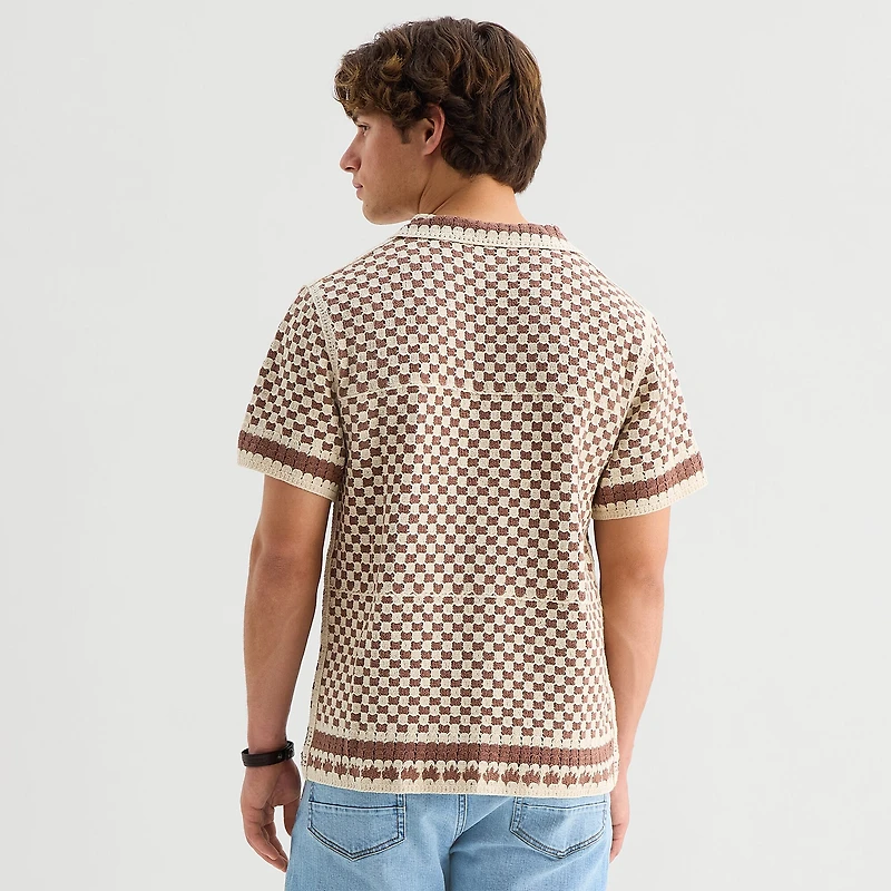 Arizona Mens Short Sleeve Button Polo Sweater
