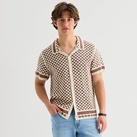Arizona Mens Short Sleeve Button Polo Sweater