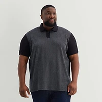 Shaquille O'Neal XLG™ Jacquard Big and Tall Mens Regular Fit Short Sleeve Polo Shirt