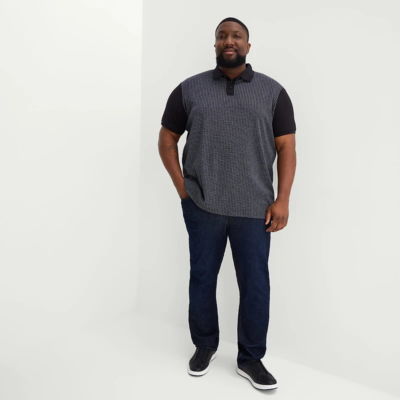 Shaquille O'Neal XLG™ Jacquard Big and Tall Mens Regular Fit Short Sleeve Polo Shirt