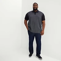Shaquille O'Neal XLG™ Jacquard Big and Tall Mens Regular Fit Short Sleeve Polo Shirt