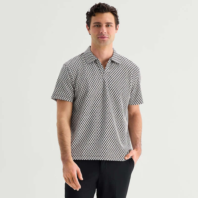 J. Ferrar Johnny Collar Mens Regular Fit Long Sleeve Polo Shirt