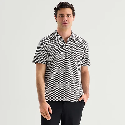 J. Ferrar Johnny Collar Mens Regular Fit Long Sleeve Polo Shirt