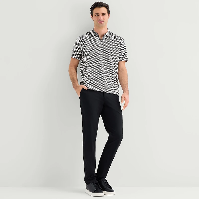 J. Ferrar Johnny Collar Mens Regular Fit Long Sleeve Polo Shirt