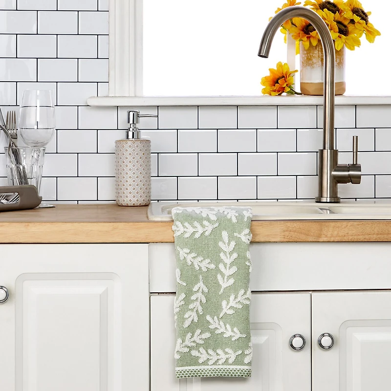 Saturday Knight Leaf Sprig 2-pc. Embellished Floral Hand Towel