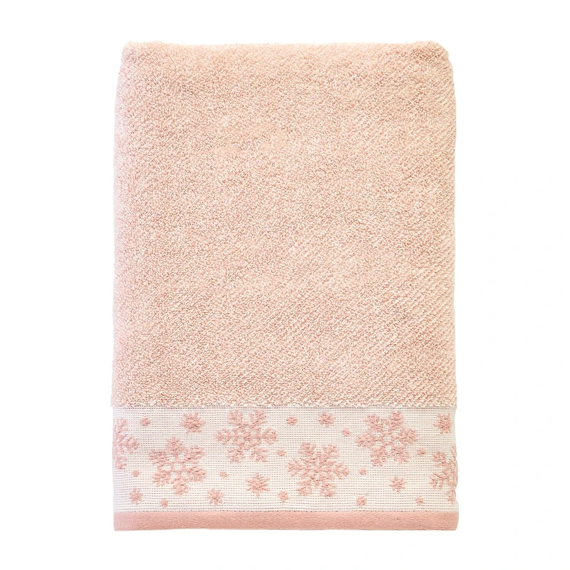 Saturday Knight Heather Snowflake Embellished Holiday Bath Towel