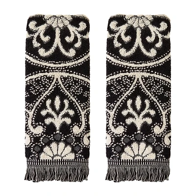 Saturday Knight Amherst Medallion 2-pc. Embellished Damask + Scroll Hand Towel