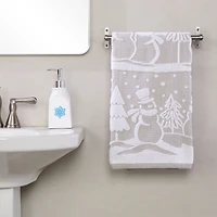 Saturday Knight Scenic Snowmen Embellished Holiday Bath Towel