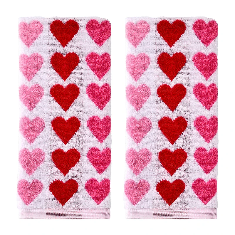 Saturday Knight Tonal Hearts 2-pc. Embellished Hand Towel