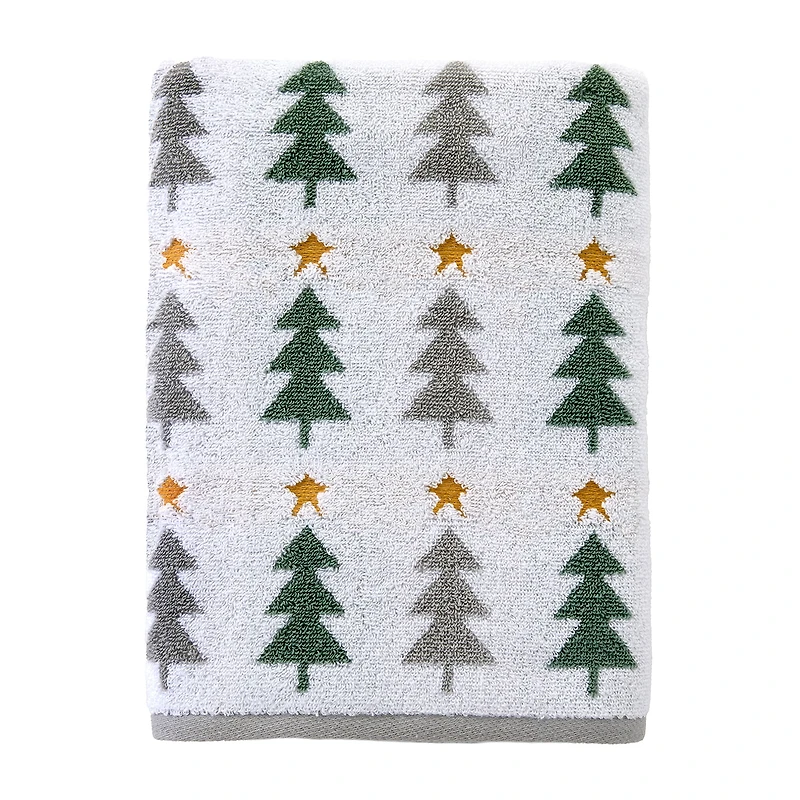 Saturday Knight Multi Trees Embellished Holiday Bath Towel