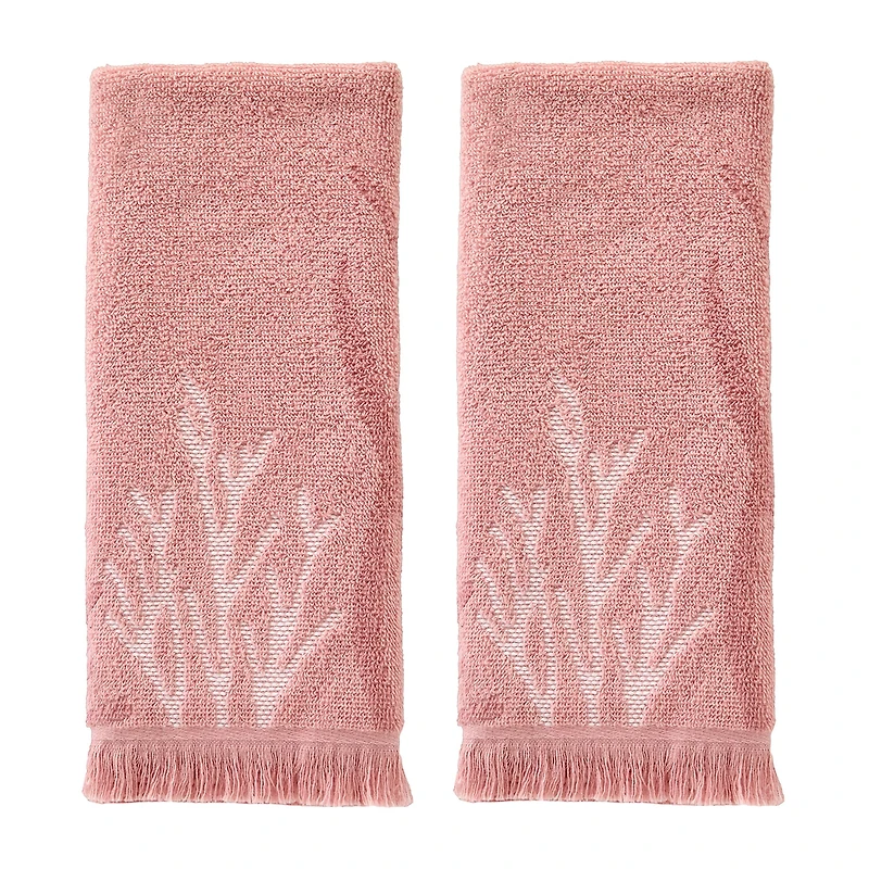 Saturday Knight Ocean Coral Hand Towel 2-pc. Embellished Beach + Nautical Hand Towel