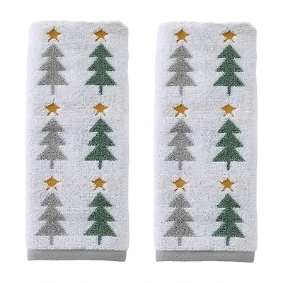Saturday Knight Multi Trees 2-pc. Embellished Hand Towel