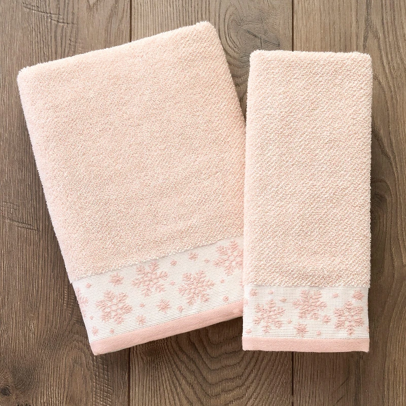 Saturday Knight Heather Snowflake 2-pc. Embellished Hand Towel