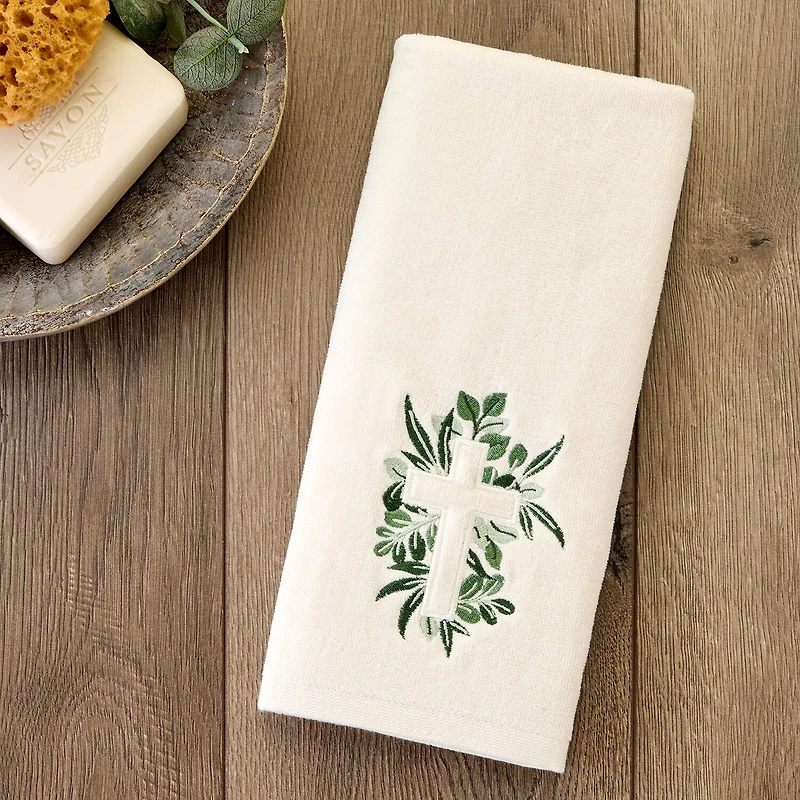 Saturday Knight Cross With Greenery Hand Towel 2-pc. Hand Towel