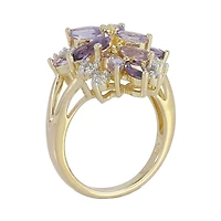 14K Gold over Silver Lab-Created Gemstone Flower Ring