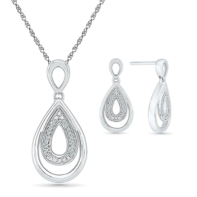 Womens Diamond Accent Natural White Diamond Sterling Silver 2-pc. Jewelry Set