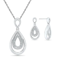 Womens Diamond Accent Natural White Diamond Sterling Silver 2-pc. Jewelry Set