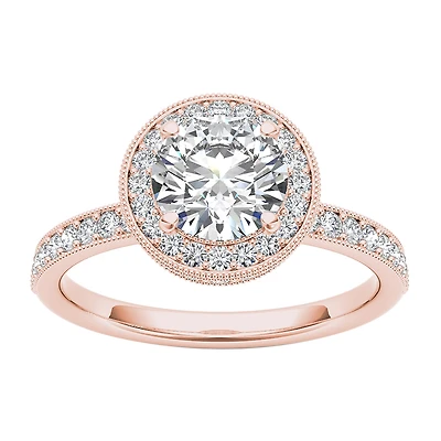 Womens 1 1/ CT. T.W. Natural White Diamond 14K Gold Round Halo Engagement Ring