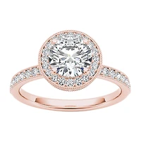 Womens 1 1/2 CT. T.W. Natural White Diamond 14K Gold Round Halo Engagement Ring
