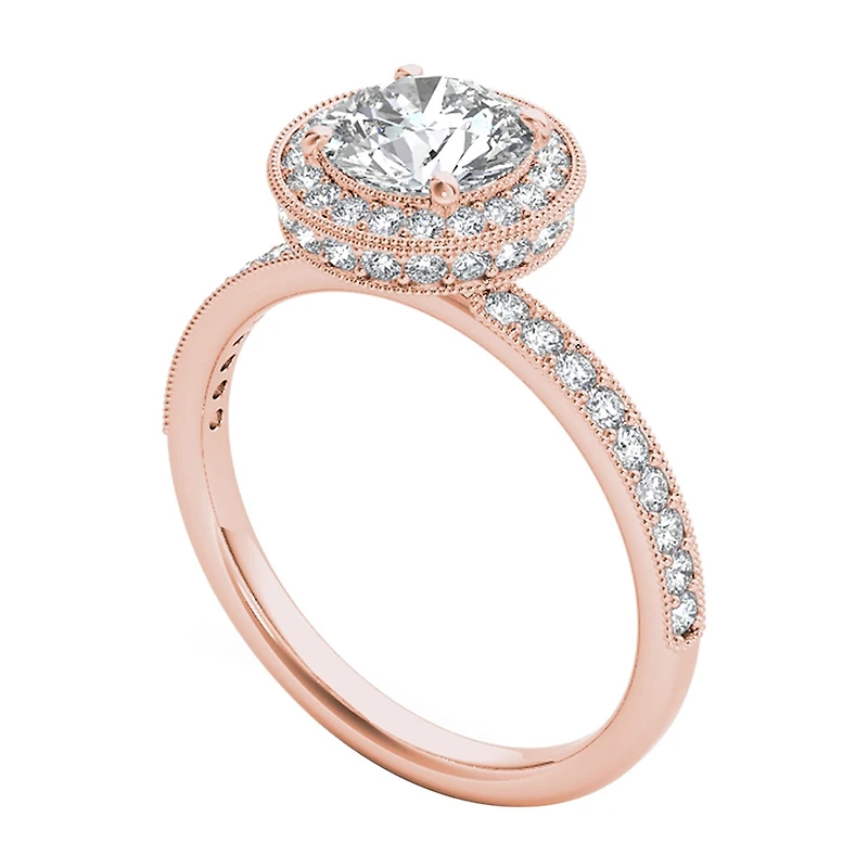 Womens 1 1/2 CT. T.W. Natural White Diamond 14K Gold Round Halo Engagement Ring