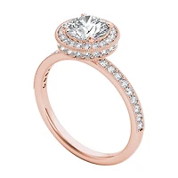 Womens 1 1/2 CT. T.W. Natural White Diamond 14K Gold Round Halo Engagement Ring