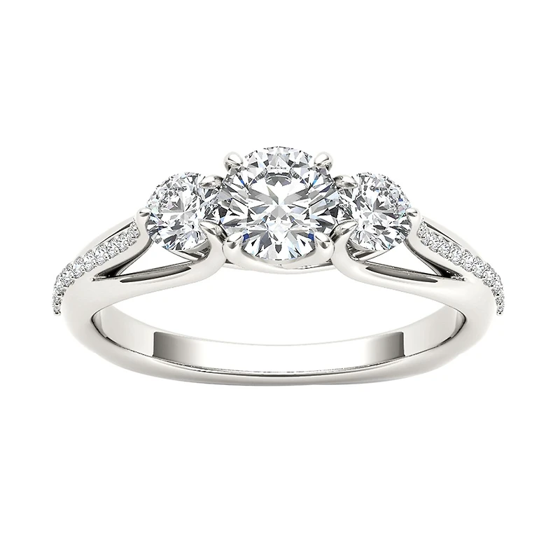 Love Lives Forever Womens 1 1/2 CT. T.W. Natural White Diamond 14K Gold Round 3-Stone Engagement Ring