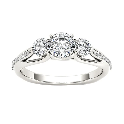 Love Lives Forever Womens 1 1/2 CT. T.W. Natural White Diamond 14K Gold Round 3-Stone Engagement Ring