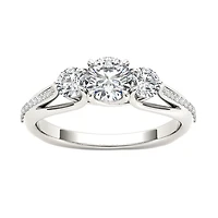 Love Lives Forever Womens 1 1/2 CT. T.W. Natural White Diamond 14K Gold Round 3-Stone Engagement Ring