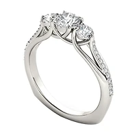 Love Lives Forever Womens 1 1/2 CT. T.W. Natural White Diamond 14K Gold Round 3-Stone Engagement Ring