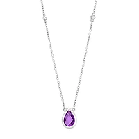 Womens Genuine Purple Amethyst Sterling Silver 18 Inch Pendant Necklace