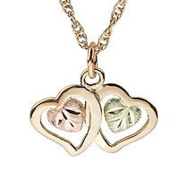 Black Hills Gold Womens 10K Tri-Color Gold Heart 18 Inch Pendant Necklace