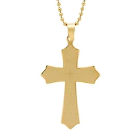 Steeltime Lord'S Prayer Mens 18K Gold Stainless Steel Cross 24 Inch Pendant Necklace