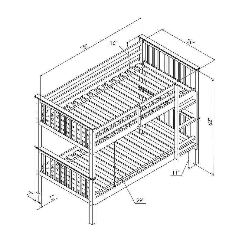 Solid Wood Mission Design Bunk Bed