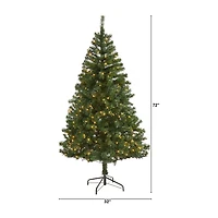 Nearly Natural 6 Foot Pre-Lit Pine Christmas Tree