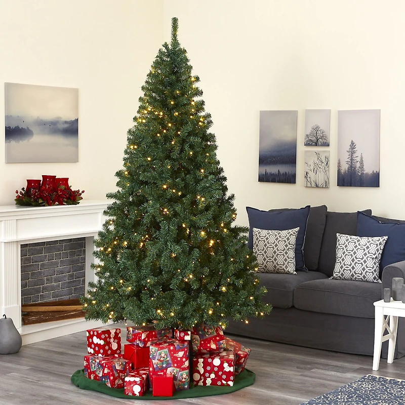 Nearly Natural 7 1/2 Foot Northern Tip Pine With 400 Clear Led Lights Pre-Lit Christmas Tree