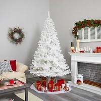 Nearly Natural 7 Foot White With 1000 Bendable Branches And 350 Clear Led Lights Pre-Lit Artificial Christmas Tree