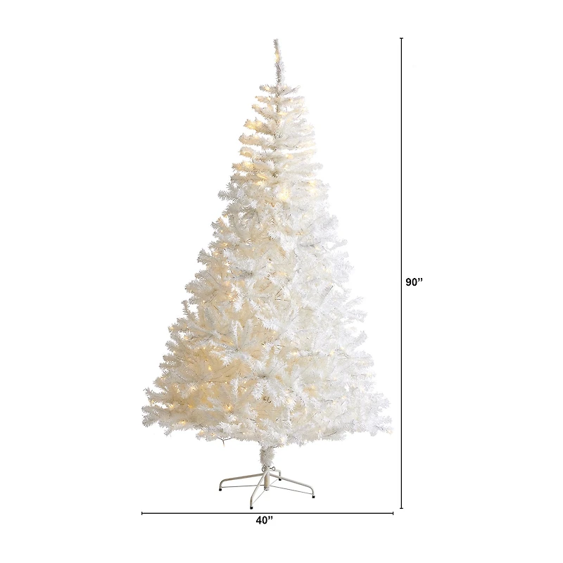 Nearly Natural 7 1/2 Foot White Pine With 1380 Bendable Branches And 400 Clear Led Lights Pre-Lit Artificial Christmas Tree
