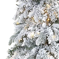 Nearly Natural 8 Foot Flocked Vermont Mixed Pine With 600 Led Lights Pre-Lit Artificial Christmas Tree