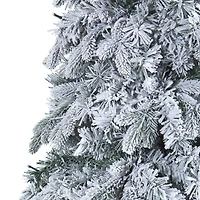 Nearly Natural 8 Foot Flocked Vermont Mixed Pine With 600 Led Lights Pre-Lit Artificial Christmas Tree