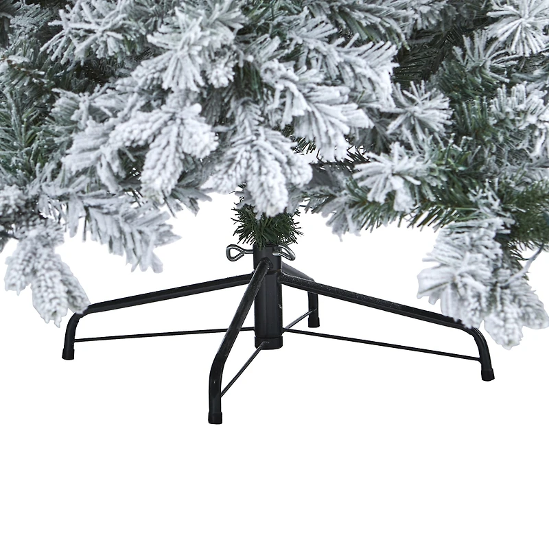 Nearly Natural 8 Foot Flocked Vermont Mixed Pine With 600 Led Lights Pre-Lit Artificial Christmas Tree