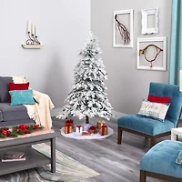 Nearly Natural 6 Foot Flocked Montana Down Swept Spruce With 250 Clear Led Lights Pre-Lit Artificial Christmas Tree