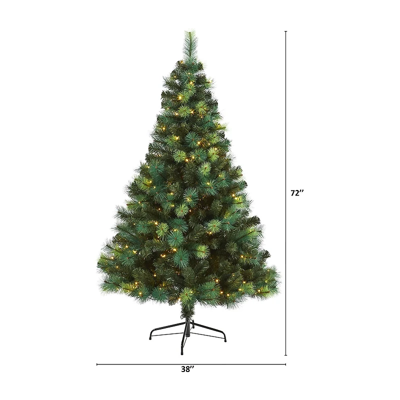 Nearly Natural 6ft. Assorted Green Scotch Pine Artificial Christmas Tree With 250 Led Lights 6 Foot Pre-Lit Pine Christmas Tree