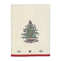 Spode Christmas Tree Embroidered Holiday Bath and Hand Towel