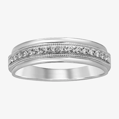 Mens 3MM 1/4 CT. T.W. Natural White Diamond 10K Gold Wedding Band